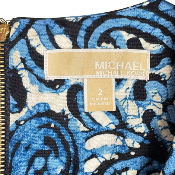 MICHAEL Michael Kors Blue White Bold Paisley Sleeveless Fit & Flare Dress - Picture 10 of 12